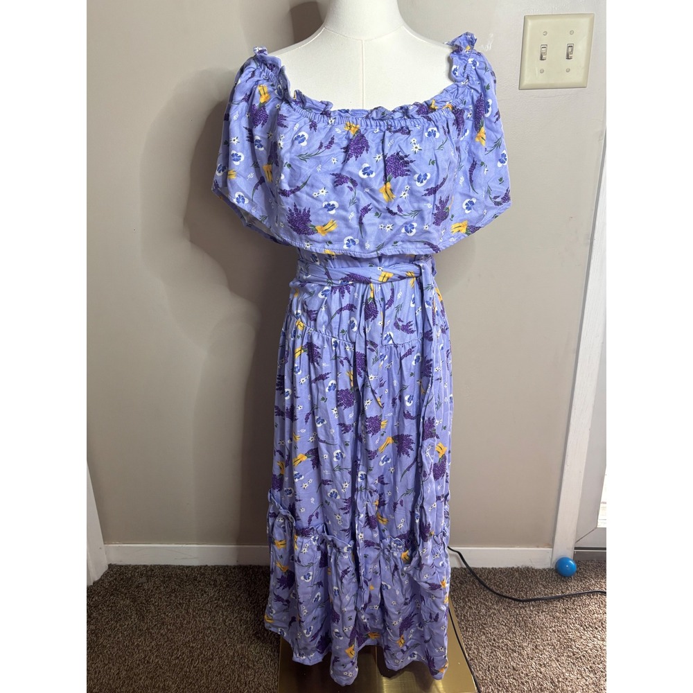 NWTDisney Parks Lavender Floral Off Shoulder Tiered Maxi DressPurple WomenMedium
